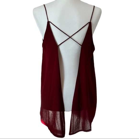 Dainty Hooligan Tops - Dainty Hooligan | Dark Red Open-Back Spaghetti Strap Blouse - Medium